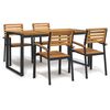vidaXL Juego de comedor de jard&iacute;n 5 pzas madera maciza acacia y metal