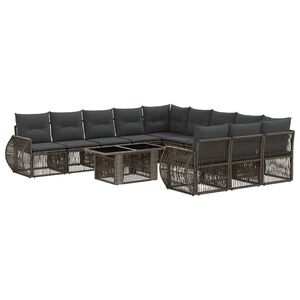 vidaXL Conjunto de sof&aacute;s de jard&iacute;n 12 uds. Gris y Gris Oscuro
