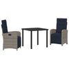 vidaXL Conjunto de Comedor de Jardín 3 pcs Gris ratán sintético