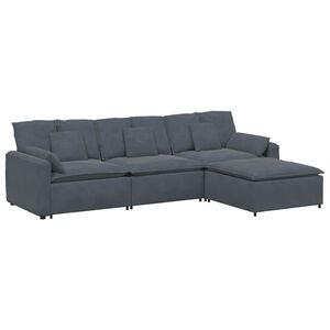 vidaXL Sof&aacute; modular con reposapi&eacute;s y cojines gris oscuro