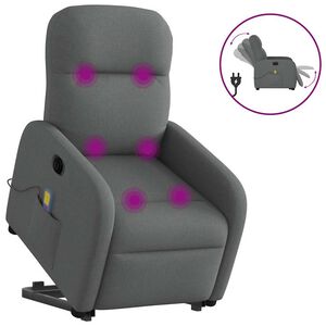 vidaXL Sill&oacute;n de masaje el&eacute;ctrico reclinable elevable tela gris oscuro