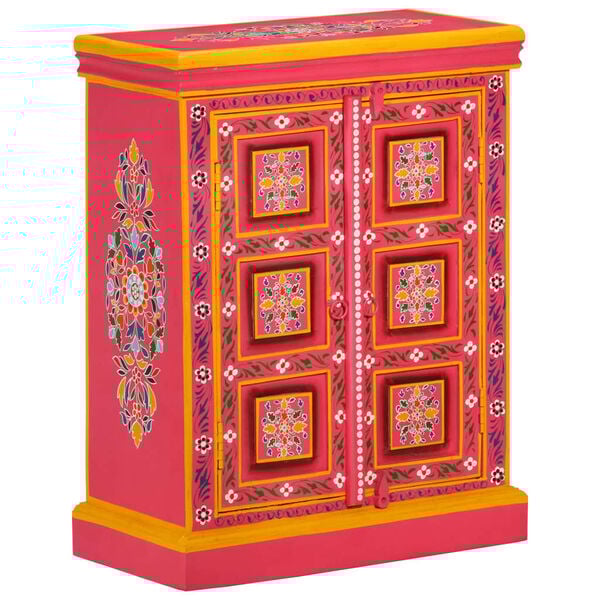 vidaXL Aparador de madera maciza de mango rosa pintado a mano