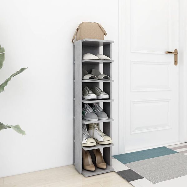 vidaXL Mueble zapatero de ingeniería gris hormigón 27,5x27x102 cm
