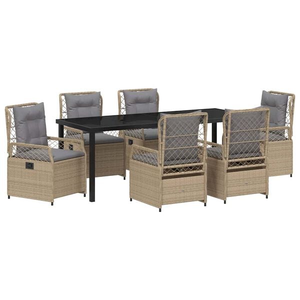 vidaXL Conjunto de Comedor de Jard&iacute;n 7 pcs Beige y Gris Claro