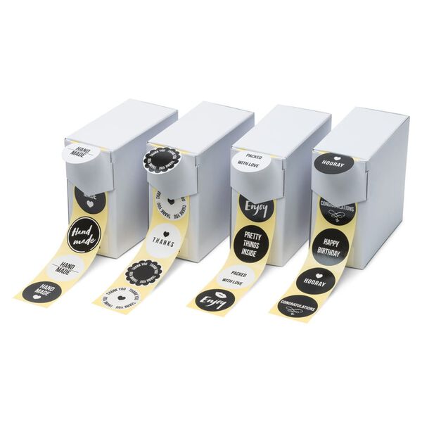 rillprint Pegatinas de regalo 250 piezas 4 rollos negro y blanco