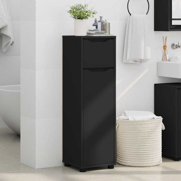 vidaXL Gabinete de Ba&ntilde;o Negro 30,5 x 30 x 101 cm Madera contrachapada