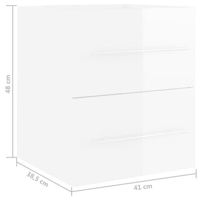 vidaXL Mueble de lavabo madera ingeniería blanco brillo 41x38,5x48 cm