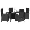 vidaXL Conjunto de Comedor de Jard&iacute;n 5 pcs Negro rat&aacute;n sint&eacute;tico