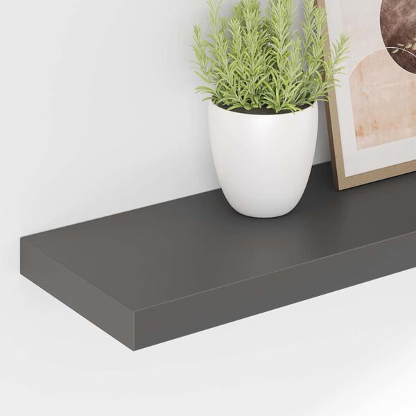 vidaXL Estante flotante de pared 4 uds MDF gris brillo 80x23,5x3,8 cm