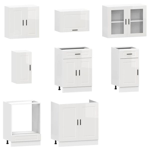 vidaXL Mueble cocina Kalmar blanco de alto brillo 8 pzas