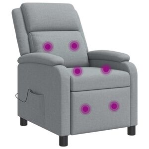 vidaXL Silla de masajes reclinable Gris Claro Tela