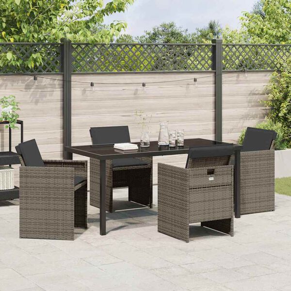 vidaXL Conjunto de Comedor de Jard&iacute;n 5 pcs Gris rat&aacute;n sint&eacute;tico