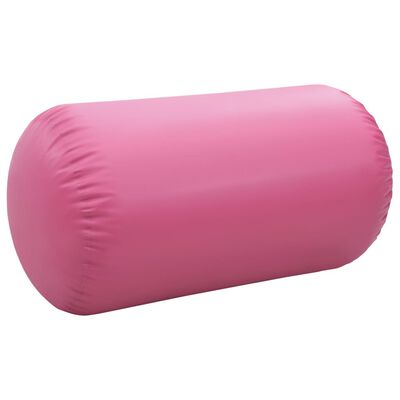 vidaXL Rollo hinchable de gimnasia con bomba PVC rosa 120x75 cm