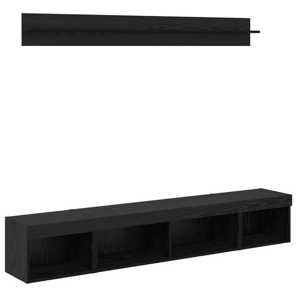 vidaXL Conjunto de mueble para TV de pared con LED 5 pcs Roble Negro