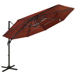 vidaXL Sombrilla jard&iacute;n de 4 niveles palo de aluminio terracota 3x3 cm