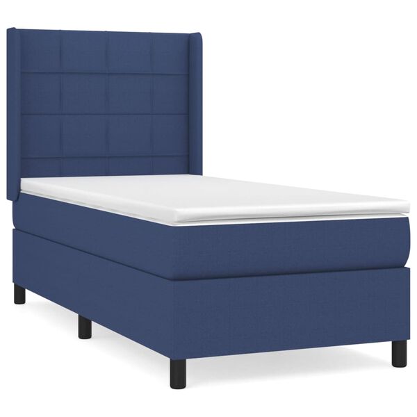 vidaXL Cama box spring con colch&oacute;n tela azul 100x200 cm