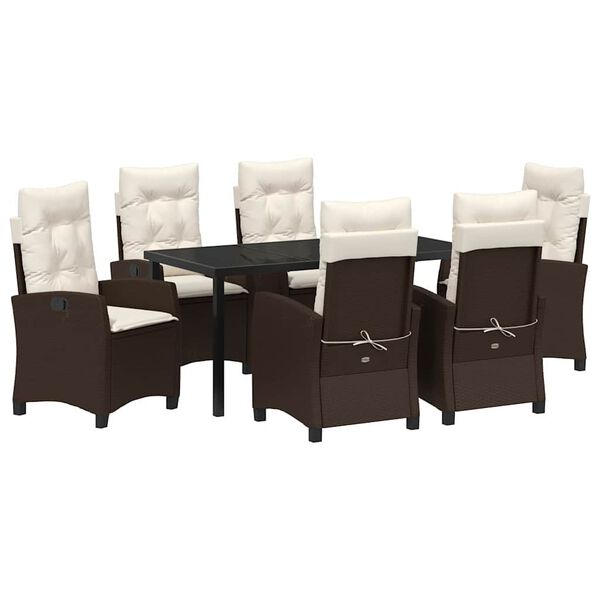 vidaXL Conjunto de Comedor de Jard&iacute;n 7 pcs Marr&oacute;n rat&aacute;n sint&eacute;tico