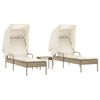 vidaXL Tumbonas con capota y mesa 2 uds rat&aacute;n sint&eacute;tico beige