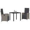 vidaXL Conjunto de Comedor de Jard&iacute;n 3 pcs Gris rat&aacute;n sint&eacute;tico