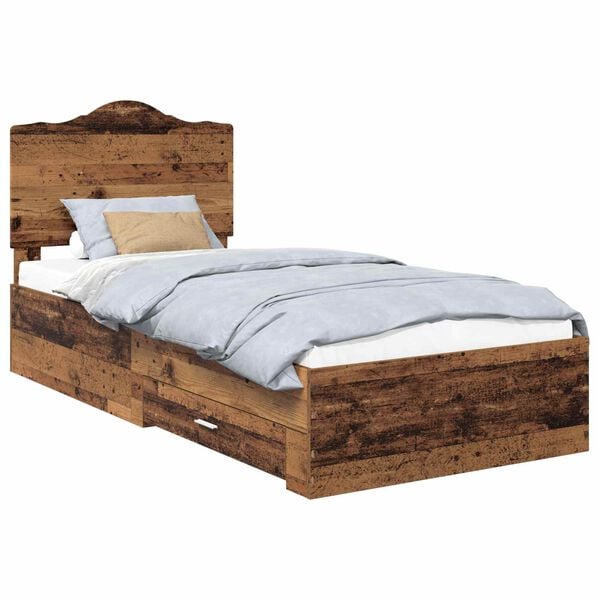 vidaXL Estructura de cama con cabecera Madera vieja 100 x 200 cm