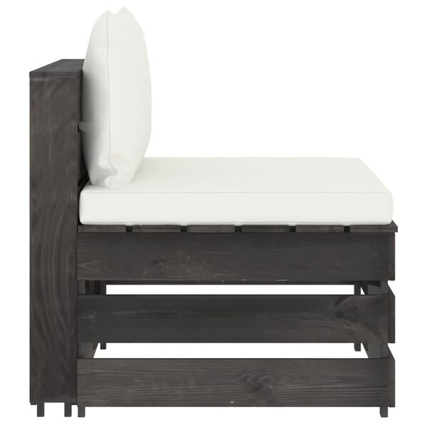 vidaXL Sof&aacute; de palets 3 plazas cojines gris madera de pino impregnada