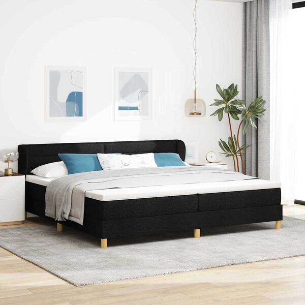 vidaXL Cama tipo Box Spring con colch&oacute;n Negro 200 x 200 cm tela