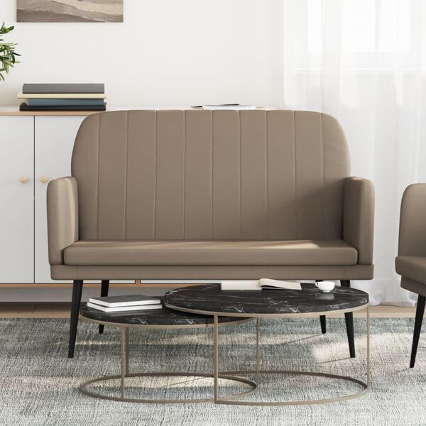 vidaXL Banco de cuero sintético color capuchino 107x80x81 cm