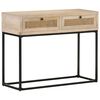 vidaXL Mesa consola madera maciza de mango y ca&ntilde;a natural 100x35x76 cm