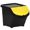 vidaXL Cubos de basura apilables con tapa 3 uds PP negro 78 L