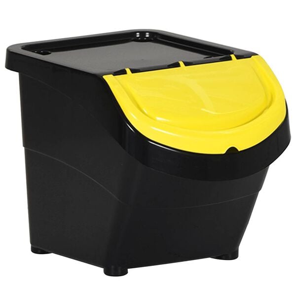 vidaXL Cubos de basura apilables con tapa 3 uds PP negro 78 L