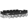 vidaXL Set comedor de jard&iacute;n con cojines 15 pzas rat&aacute;n sint&eacute;tico negro