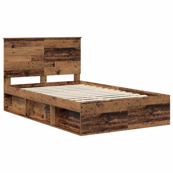 vidaXL Estructura de cama con cabecera Madera vieja 120 x 200 cm