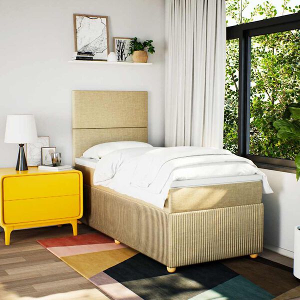 vidaXL Cama box spring con colchón tela color crema 80x200 cm