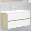 vidaXL Set de muebles de ba&ntilde;o 2 pzas madera contrachapada blanco roble