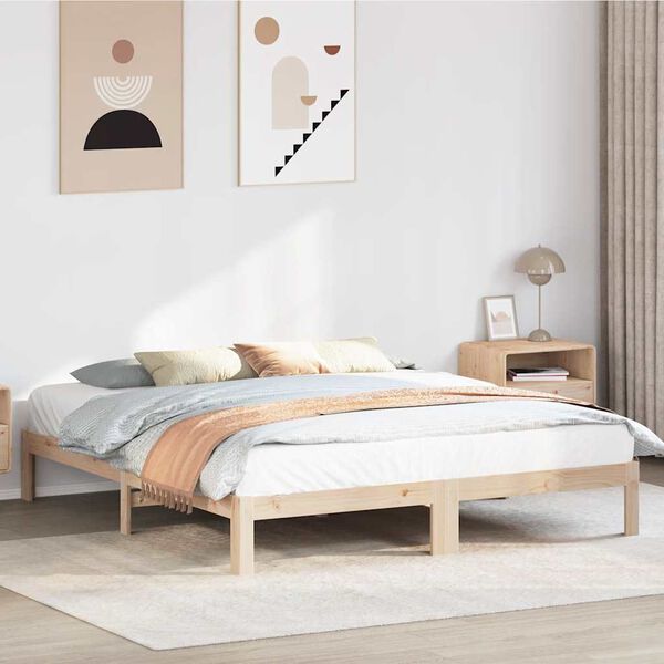 vidaXL Estructura de cama sin colch&oacute;n madera maciza de pino 180x200 cm
