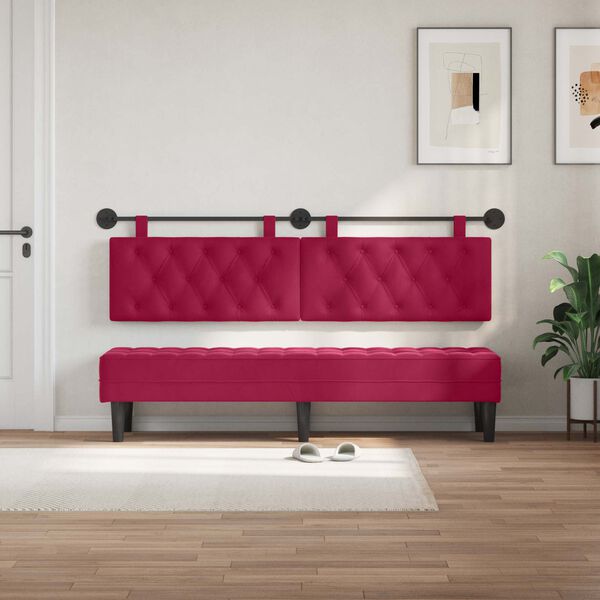vidaXL Cabecera Colgante Rojo vino 190 x 55 x 7 cm Terciopelo