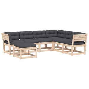 vidaXL Juego de muebles de jard&iacute;n 7 pzas y cojines madera maciza pino