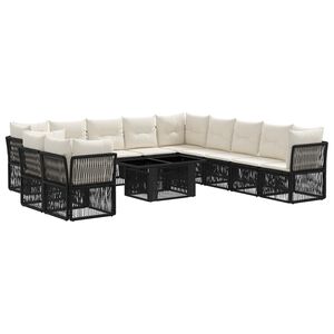 vidaXL Conjunto de sof&aacute;s de jard&iacute;n 12 uds. Negro rat&aacute;n sint&eacute;tico