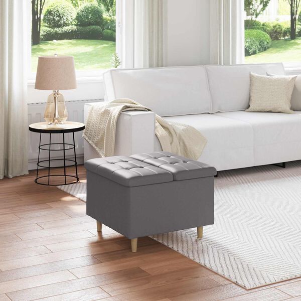 vidaXL Taburete con coj&iacute;n Gris 60 x 60 x 45 cm Cuero sint&eacute;tico