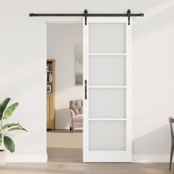 vidaXL Puerta Corredera 78 x 232 cm Madera de pino maciza y vidrio
