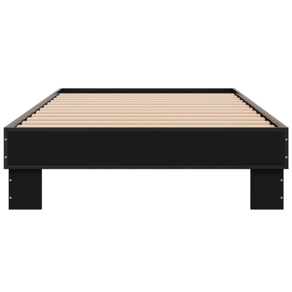 vidaXL Estructura de cama madera de ingenier&iacute;a y metal negro 90x200 cm
