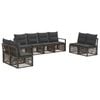vidaXL Conjunto de sof&aacute;s de jard&iacute;n 8 uds. 8 plaza Gris rat&aacute;n sint&eacute;tico