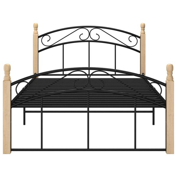 vidaXL Estructura cama sin colch&oacute;n metal madera roble negro 120x200 cm