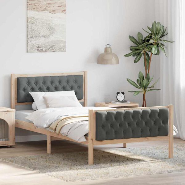 vidaXL Estructura de cama con cabecera Gris oscuro 100 x 200 cm