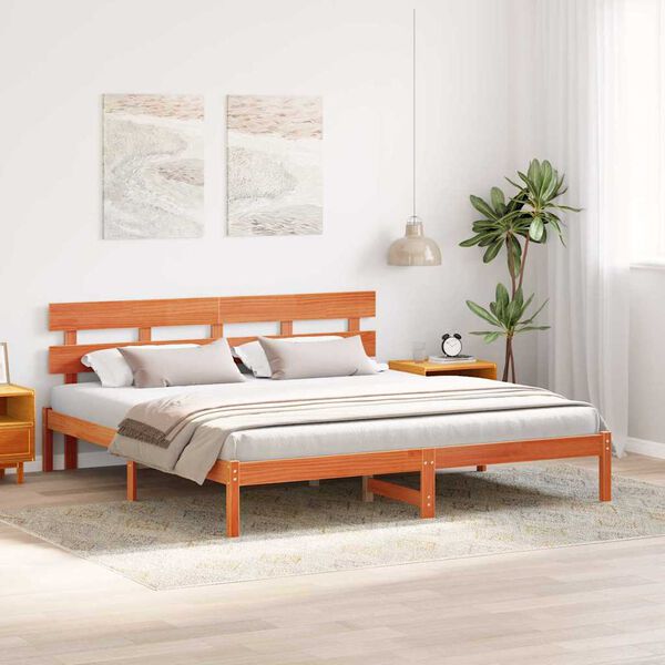 vidaXL Estructura de cama Marrón 180 x 200 cm Madera maciza de Pino