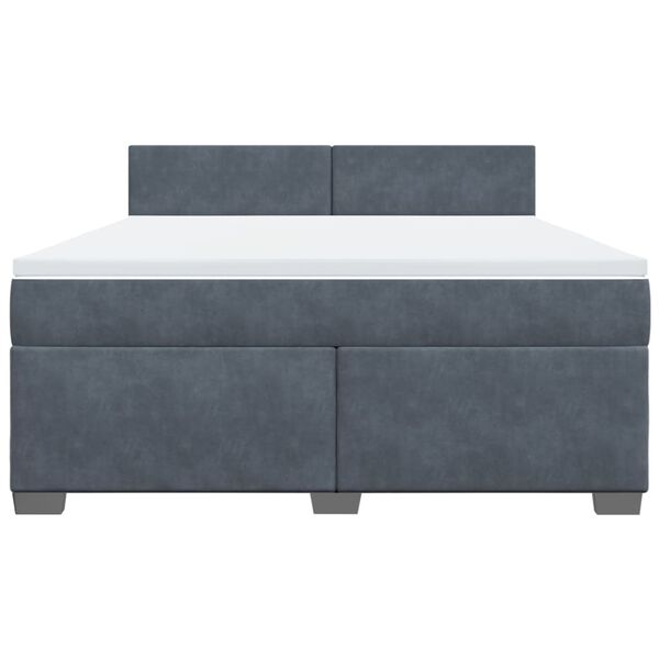 vidaXL Cama box spring con colch&oacute;n terciopelo gris oscuro 180x200 cm