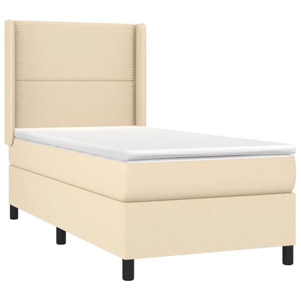 vidaXL Cama box spring con colch&oacute;n tela color crema 100x200 cm