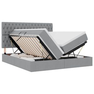 vidaXL Cama de almacenamiento LED con colch&oacute;n Gris Claro 180 x 200 cm