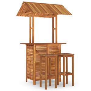 vidaXL Juego muebles de bar de jard&iacute;n 3 piezas madera maciza de acacia