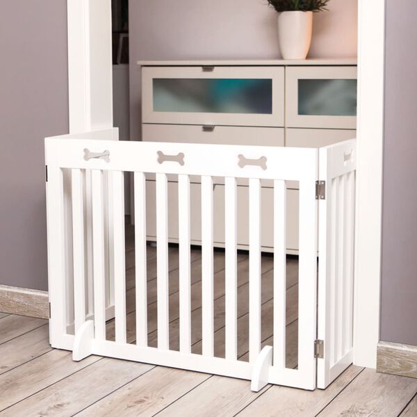 TRIXIE Barrera para perros con 3 partes MDF blanco 82-124 cm